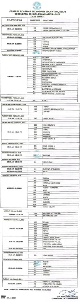 CBSE BOARD SCHEME 2024-25