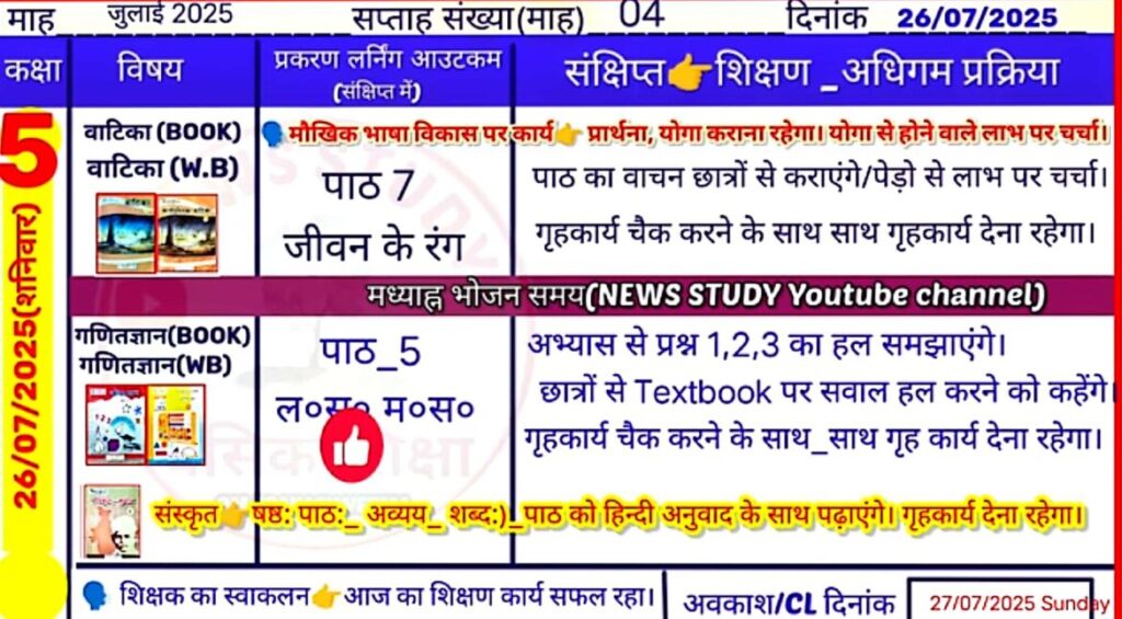 Shikshak Diary 26 July 2025 
